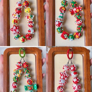 Christmas Theme Hand Painted Beaded Keychain | Bag charm | phone charm | Handmade charms