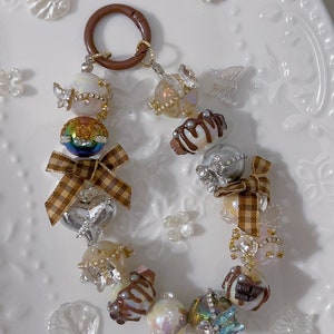 Coffee Butterfly Hand Painted Beaded Keychain | Bag charm | phone charm | Handmade charms
