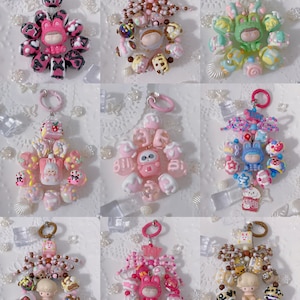 Popmart Bean Hand Painted Beaded Keychain Set #3 | Bag charm | phone charm | Handmade beads | Unique Beads