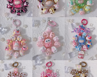 Popmart Bean Hand Painted Beaded Keychain Set #3 | Bag charm | phone charm | Handmade beads | Unique Beads