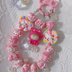 Pink AMLLS Hand Painted Bead Keychain | Bag charm | phone charm | Handmade beads | Unique Beads | Popmart bean