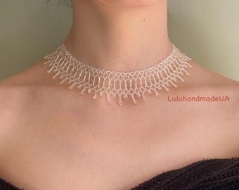 Handmade Sylianka Choker: Minimalist Seed Bead Necklace, Czech Glass Ethnic Jewelry