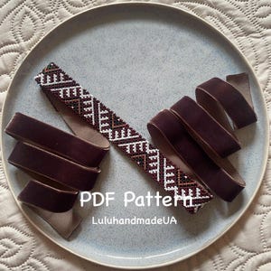 Patrón de collar ucraniano con cuentas. Tutorial para gargantilla con cuentas pequeñas (PDF). Joyería Sylianka