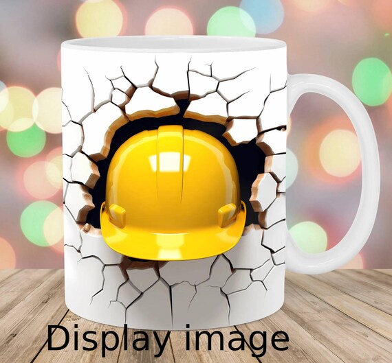 3D Safety Helmet Hole In A Wall Mug, Safety Helmet Mug, Hard Hat Mug, Builder Mug, Tradie Mug, Mug Gift, Coffee Mug
