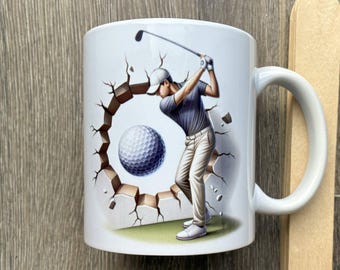 3D Mug, Golf Mug, Golfer Mug, Golf Ball Mug, Dad Mug, Husband Mug, Hole In A Wall Mug, Sports Mug, Coffee Mug, 11oz Mug, Trending Mug