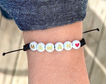 Customizable cord bracelet, Mom bracelet, Gift for her, Love bracelet, Adjustable bracelet, Handmade bracelet