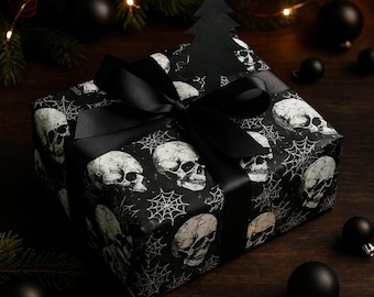 Gothic Skull Wrapping Paper | Spooky Gift Wrap for Halloween & Horror Lovers