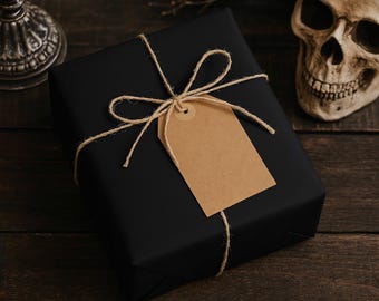 Solid Black Wrapping Paper – Gothic Halloween Gift Wrap