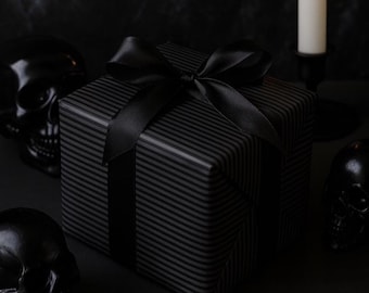 Black Stripe Gothic Wrapping Paper – Spooky Halloween Gift Wrap
