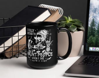 Haunt People Mug – Funny Gothic Skeleton Coffee Cup | Spooky Humor Gift for Ghost Lovers & Sarcastic Witches