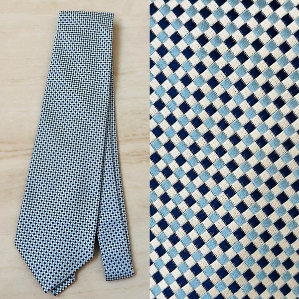 New CHARLES TYRWHITT Luxury Silk Tie Made in Italy Blue Check 57L 3.75W
