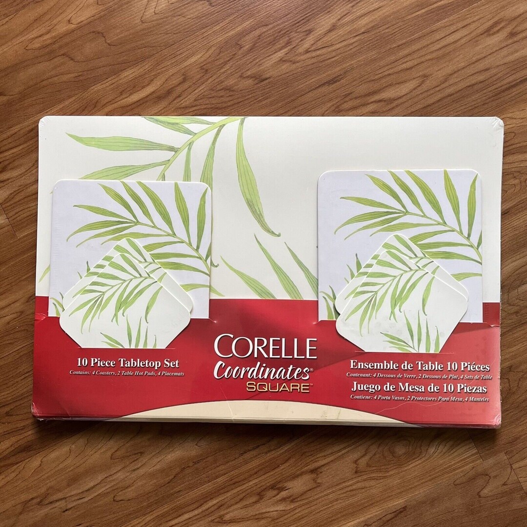 10pc CORELLE Coordinates Bamboo Leaves Tabletop Set Placemats Etsy