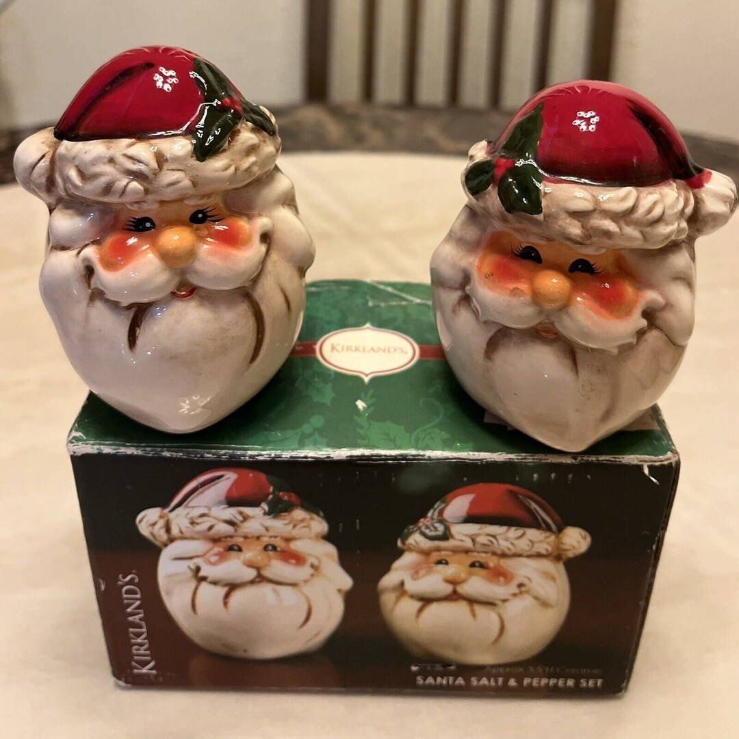 Kirklands Santa Claus Head Salt & Pepper Shaker Set Figurine Etsy