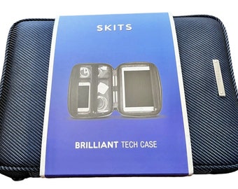 SKITS Brilliant Tech Case Electronic Accessory Organizer Travel Bag Black&Blue