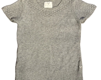 American Eagle Outfitters Womens Tunic Wool Sweater Short Sleeve L 19x26.5 In