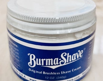 Burma-Shave Original bürstenlose Rasiercreme 12OZ, hergestellt in den USA, nicht mehr erhältlich, versiegelt