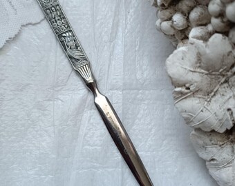 Vintage Pewter Letter Opener Norway HS Tinn Viking Style Desk Accessory Paper Knife Scandinavian Mythology Gift