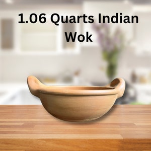 Handmade Indian Clay Wok: Unglazed Earthen Pot for Cooking