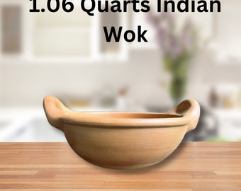 Handgemachter indischer Ton-Wok: Unglasierter irdenen Topf zum Kochen