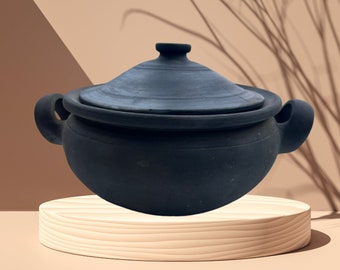 Olla Kadai de barro sin esmaltar hecha a mano con tapa: Utensilios de cocina de barro