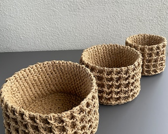 Baskets,Crochet Basket, Storage Basket, Farmhouse Basket, Planter Basket, Home Organization,Bathroom Storage Basket, Kitchen Storage Basket