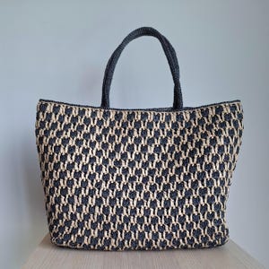 Straw beach bag,  Raffia bag with, Straw beach tote bag, Crochet raffia tote, Natural summer bag, Handmade gift for women