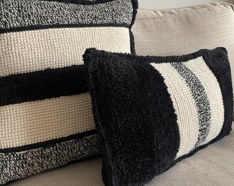 Handmade Knit Throw Pillow Cover, Crochet Home Decor, Plush Pillow