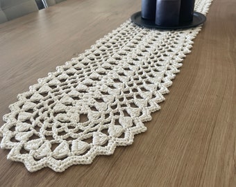 Dining table runner,Farmhouse table runner,Crochet Table Runner,Boho table runner,Knitted Cotton Table Runner,Kitchen table runner