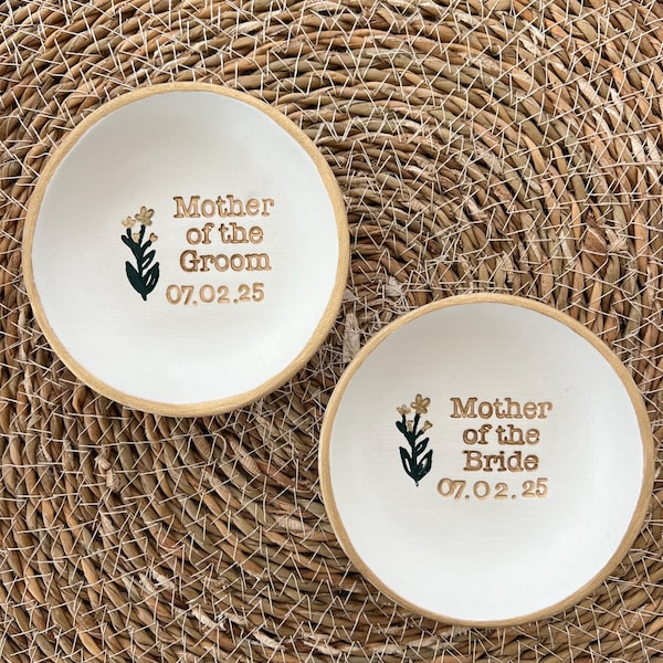 Bandeja para anillos/joyas de boda personalizada para la madre de la novia o el novio