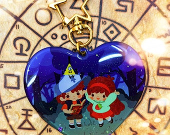 Gravity Falls Bill Cipher Mabel and Dipper keychain charm