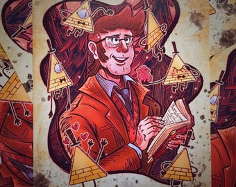 Gravity Falls Bill Cipher Stanford Pines Art Print