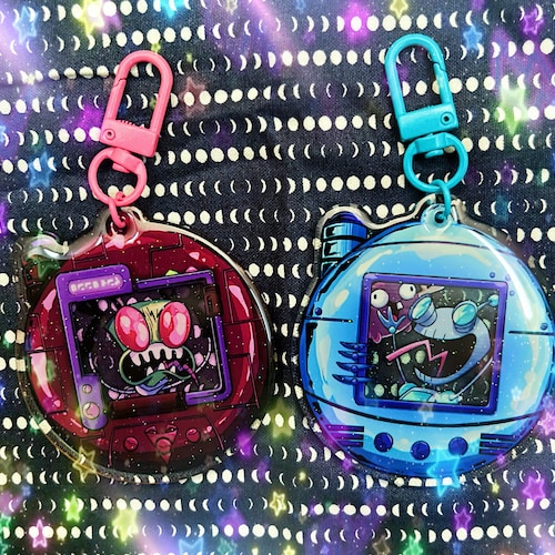 Alien Invader Zim Gir Tamagotchi Keychain - Etsy
