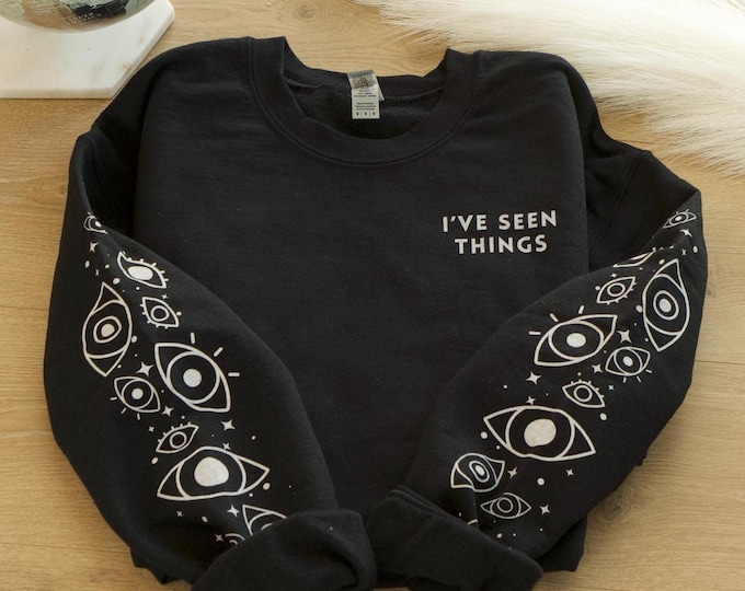 Spooky Eye Sweatshirt: Whimsigoth Gothic Star Shirt, Evil Eye, Cozy Fall Sweater, Pullover