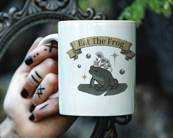 Frog Ceramic Coffee Mug: Goblincore Cottagecore Witch Decor