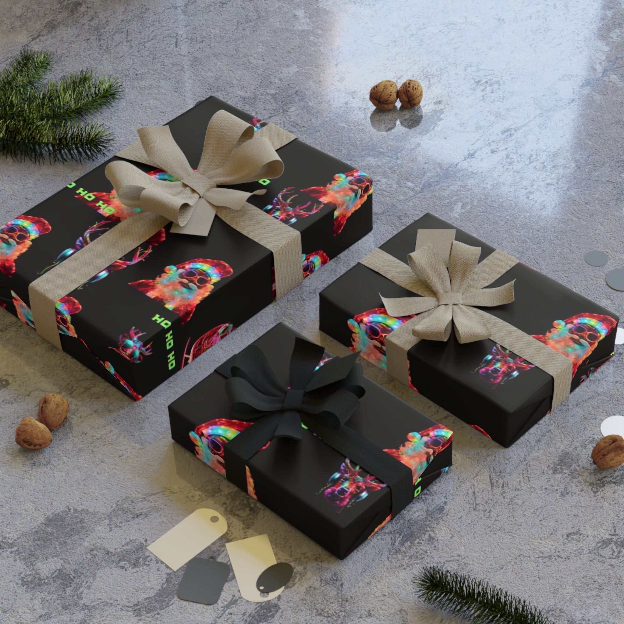 Black Santa Wrapping Paper, Black Santa Gift Wrap, Holiday Wrapping Paper,  Wrapping Paper Rolls, African American Santa Wrapping Paper 