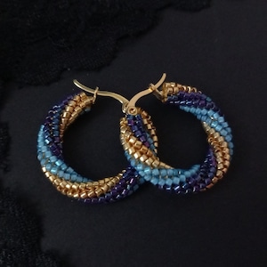 Beaded hoop earrings Seed beads earrings
