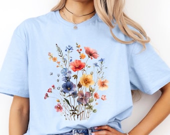 Floral Print Softstyle T-Shirt: Botanical Graphic Tee