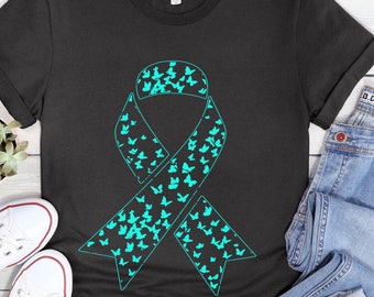 Ovarian Cancer Shirt, Cervical Cancer Top, Teal Ribbon Warrior, Support Awareness, Gift for Survivors