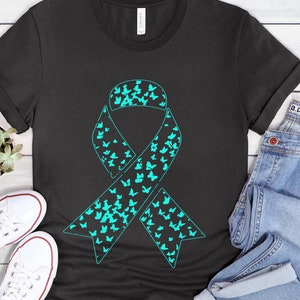 Ovarian Cancer Shirt, Cervical Cancer Top, Teal Ribbon Warrior, Support Awareness, Gift for Survivors