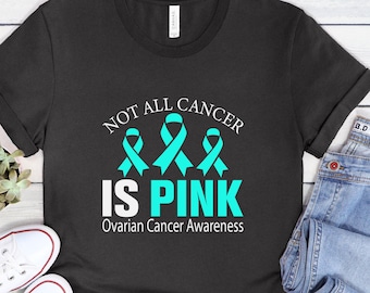Ovarian Cancer Awareness T-Shirt, Supportive Teal Ribbon Design, Health Advocacy Apparel, Gift for Survivors