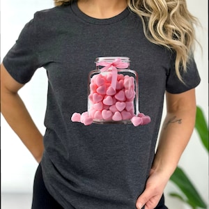 Mason Love Jar, Heart Love, Valentine&#39;s Day T-Shirt, Cute, Sweet, Boyfriend, Girlfriend, Funny, Men, Women, Couple, Matching Gift T Shirt,