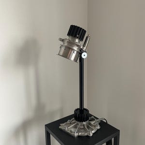 Handmade Metal Desk Lamp: Upcycled Car Parts, Industrial Steampunk Style