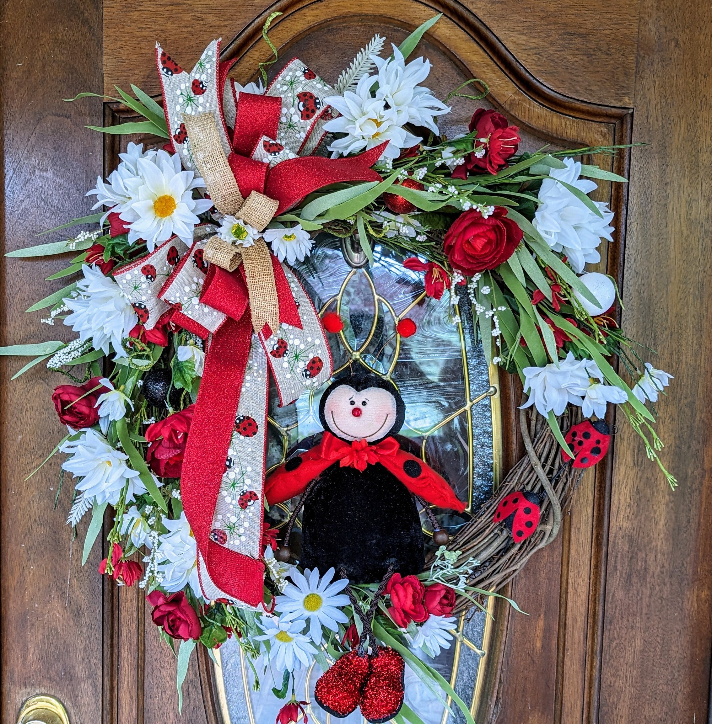 Whimsical Ladybug Wreath for Front Door, Spring and Summer Wreath for ...