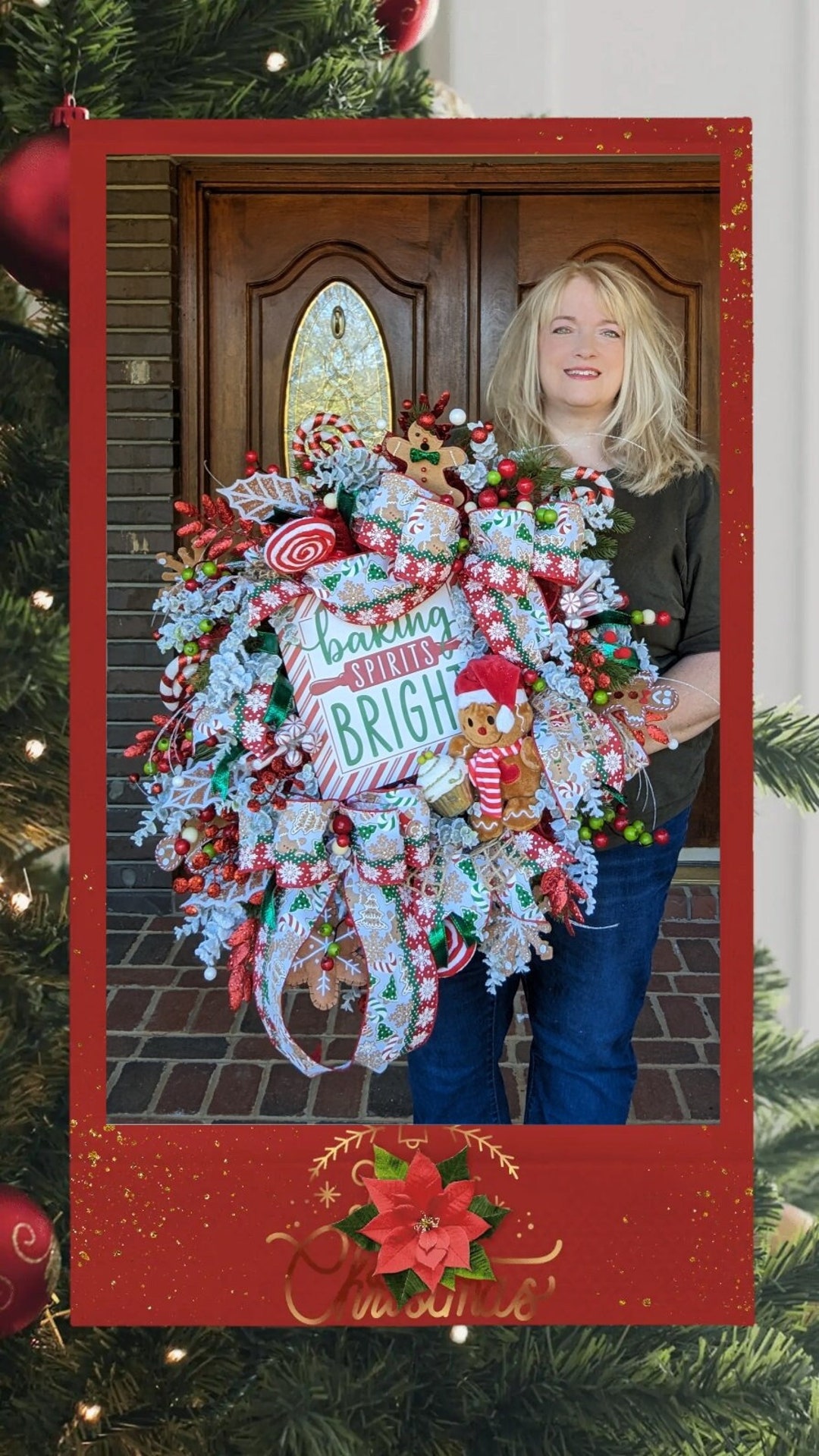 Gingerbread Christmas Wreath - Etsy
