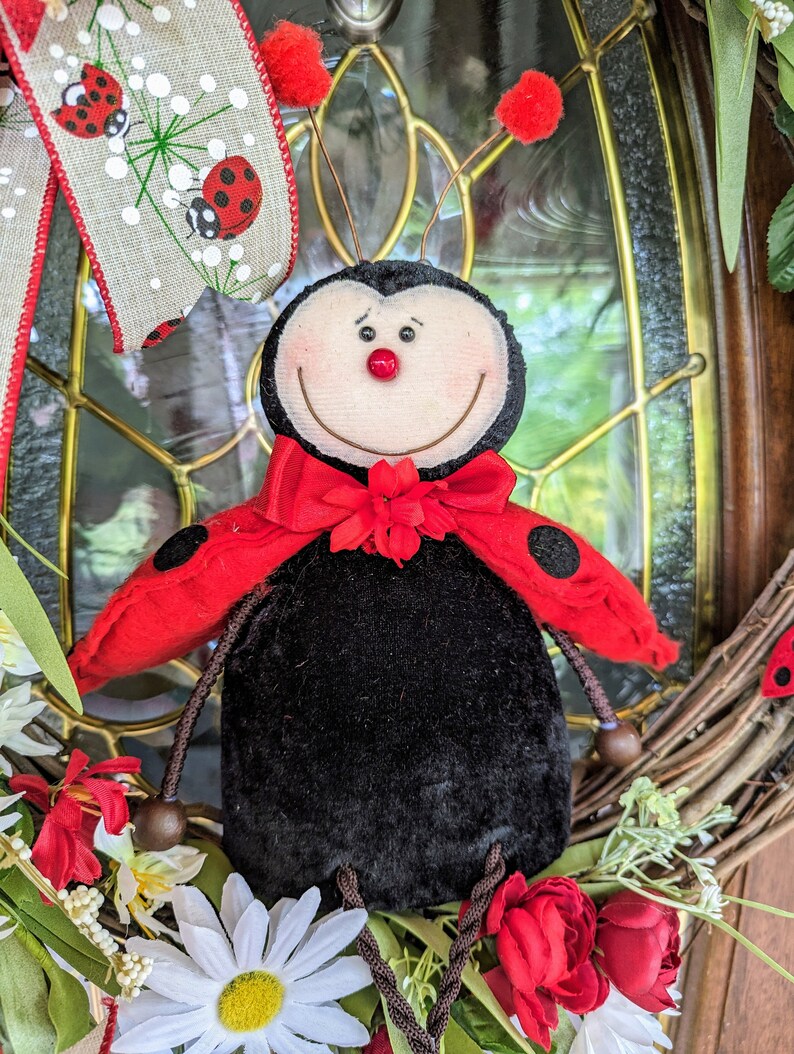 Whimsical Ladybug Wreath for Front Door, Spring and Summer Wreath for ...