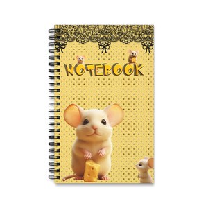 Cuaderno - Mice Paradise #1, Diario en espiral, En blanco, Cuadrícula de puntos, Rayado, Diario del administrador de tareas, Animales lindos, 13x20,5 cm, 5,12x8,07in, 160 páginas