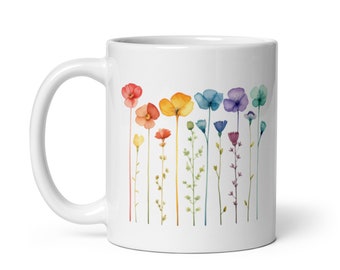 Ceramic Mug, Decorative Floral Design, 11oz/325 ml, dishwasher and microwave safe, Glossy, Cheerful Design, Charming Gift Idea, Coffee Mug