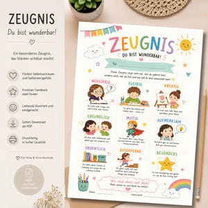 Modelo de boletim escolar infantil, boletim de desempenho para impressão, certificado para creche, jardim de infância e ensino fundamental, PDF DIN A4