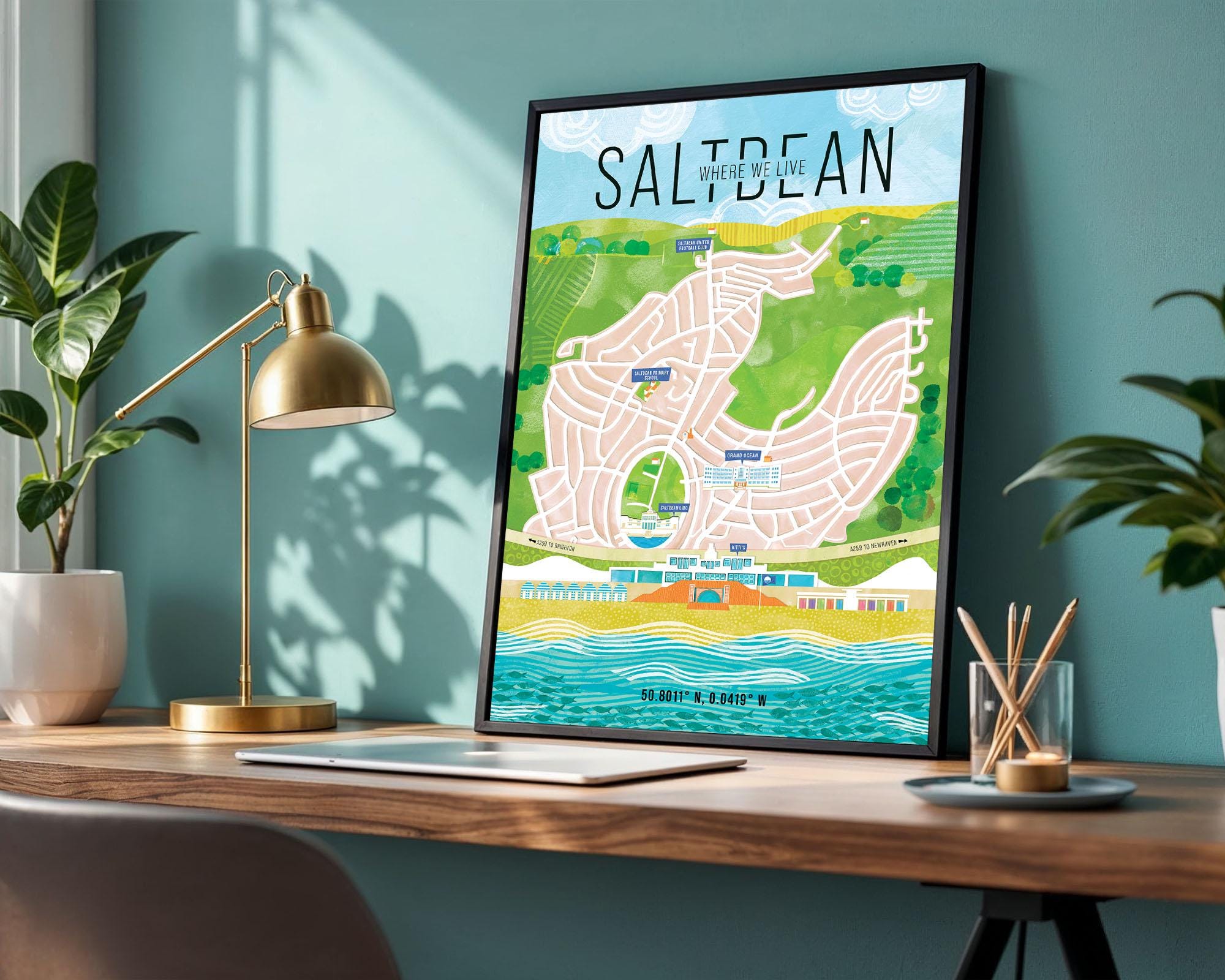 Saltdean Map Saltdean Illustrated Map. East Sussex. Giclee Print - Etsy UK