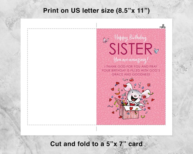 Christian Sister Printable Birthday Card Little Church Mouse - Etsy